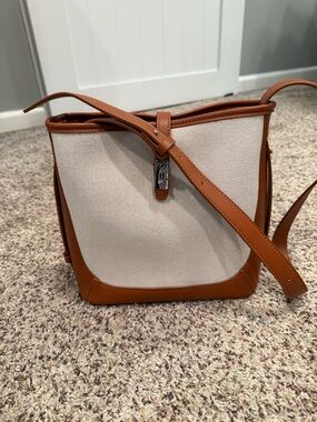 Canvas and Brown Leather Crossbody Bag brand new